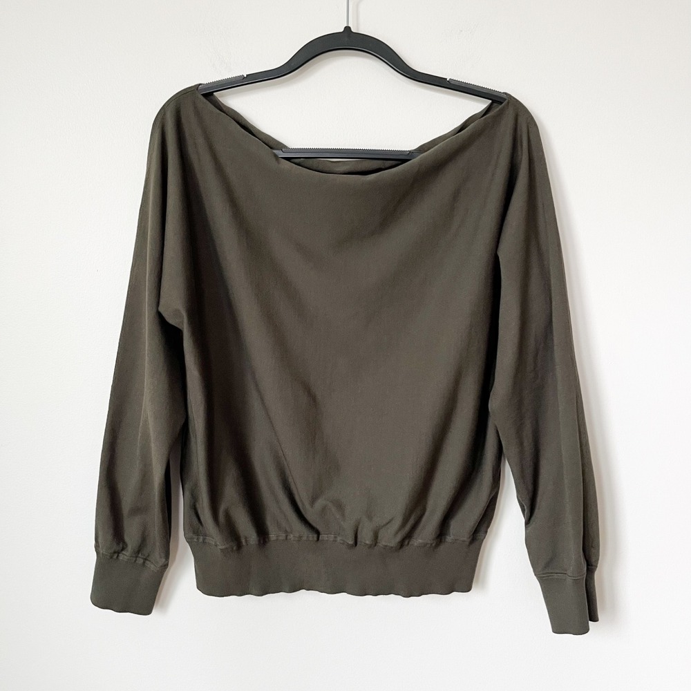 Aritzia Babaton Inspiration Sweater Wide Neck Womens Medium Olive Green